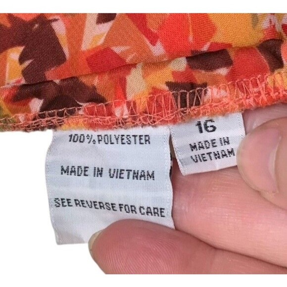 Colorful Skirt Womens Size 16 Orange Red Brown Flirty Pull On Flowy Beach Party - Picture 7 of 9